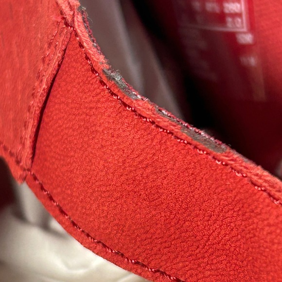 Clarks Red Suede Woven Slingback Wedge Sandals Women's 10 Comfort Shoes - Picture 8 of 14